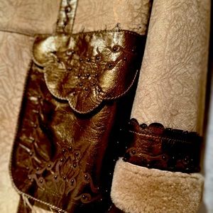 Shearling and leather coat